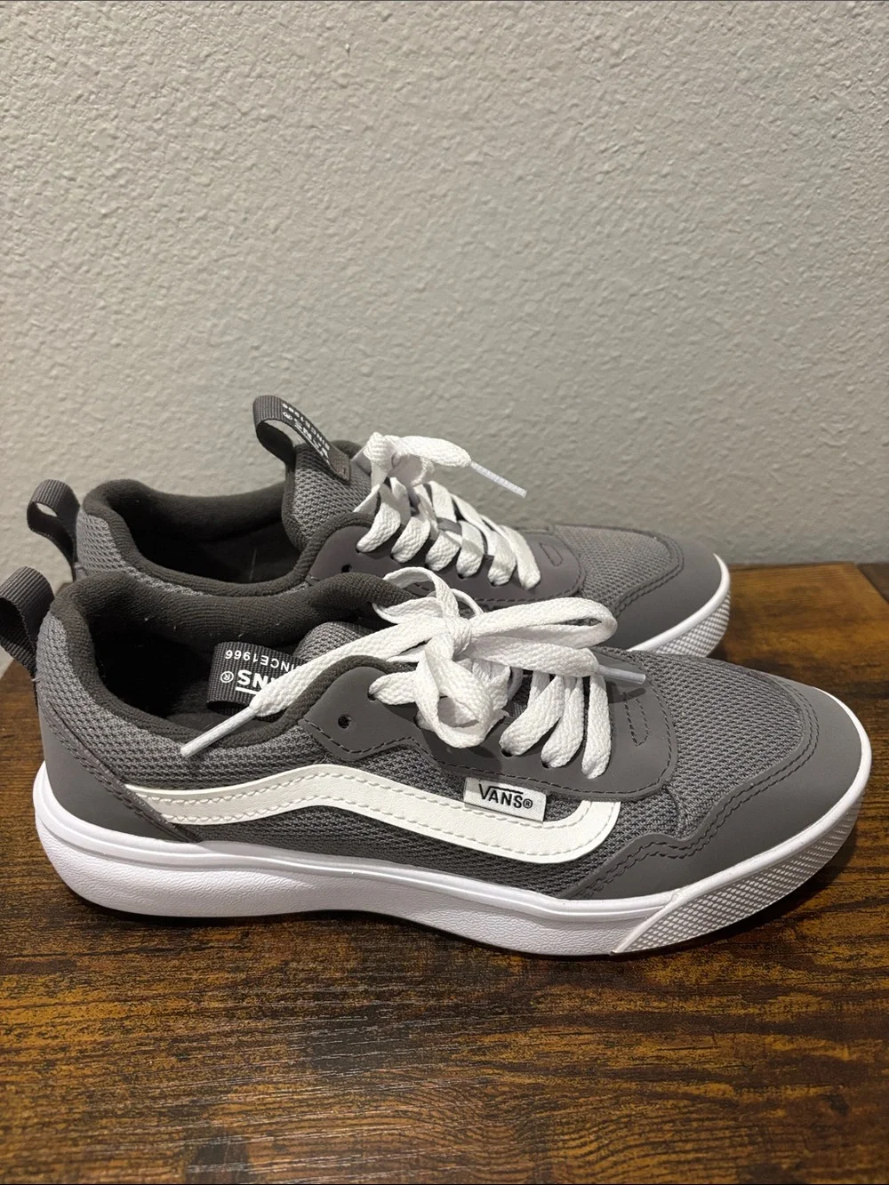 Vans Gray and White Low-Top Youth Sneakers